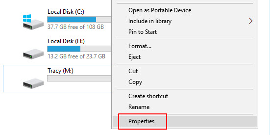 click on properties