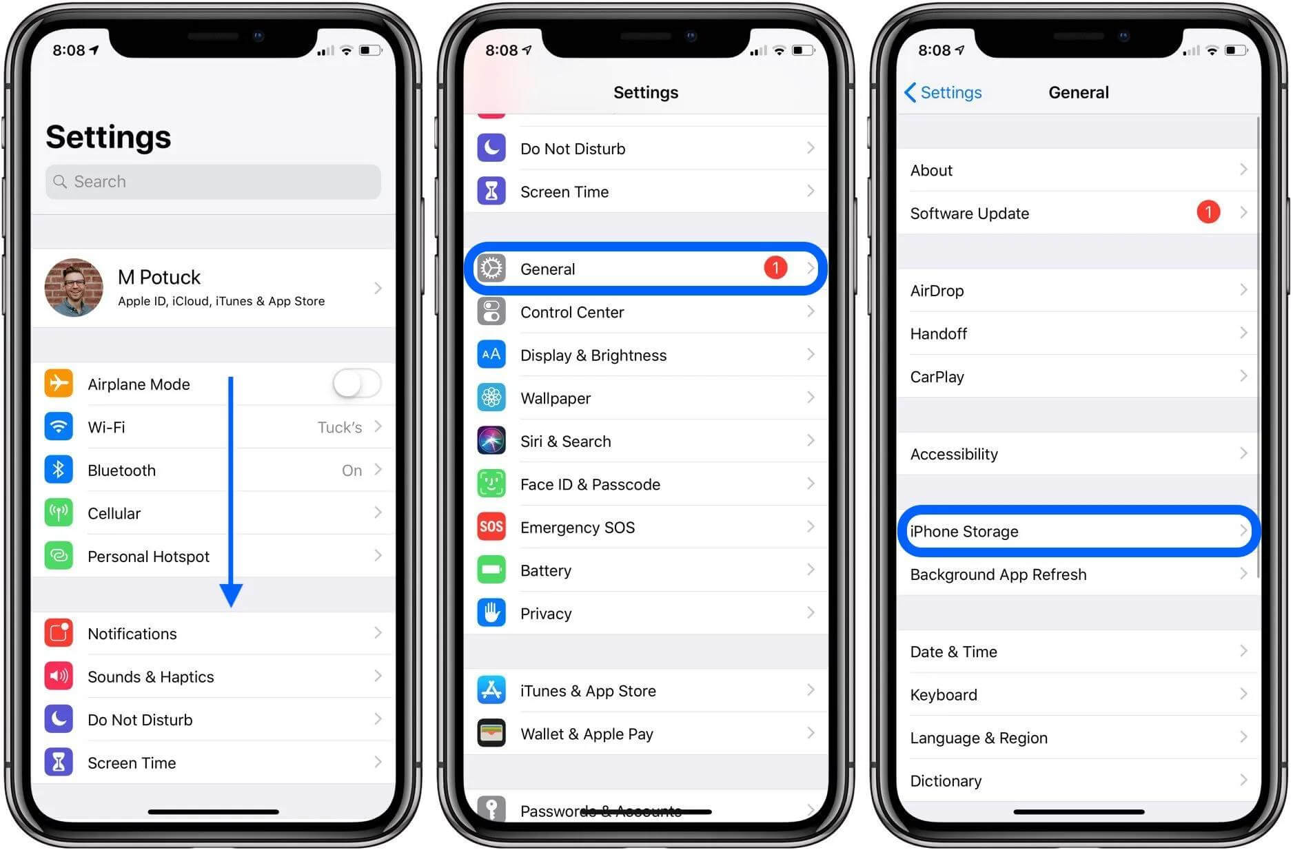 check for storage space