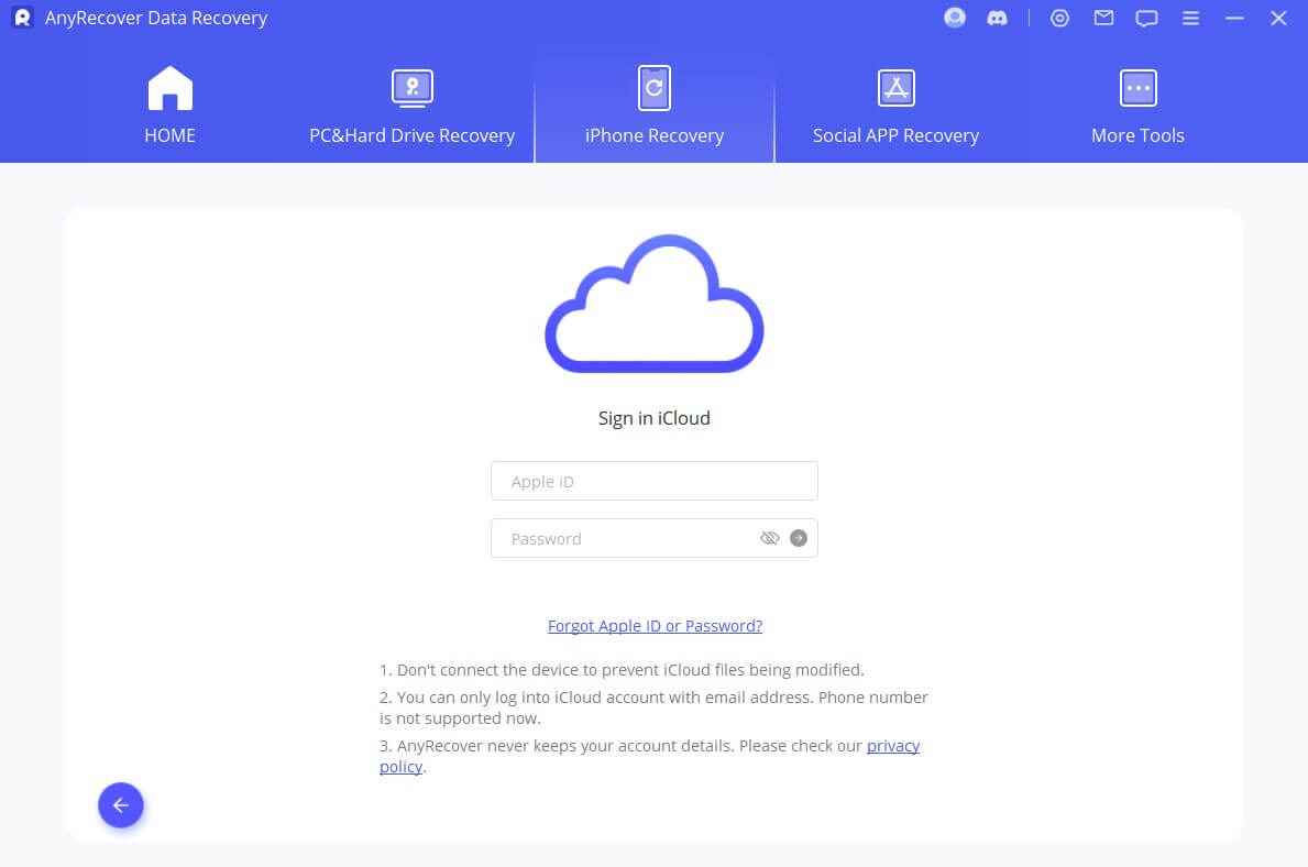 sign in iCloud