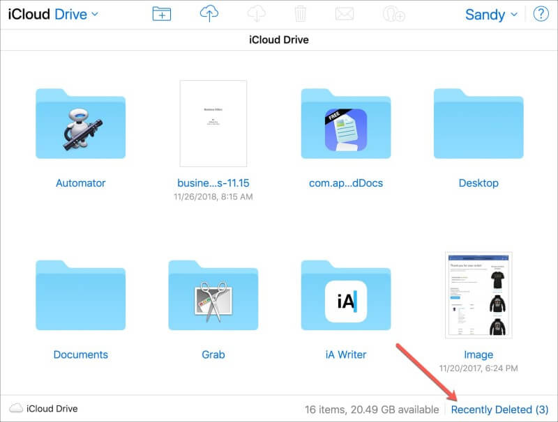 recover recently deleted files from iCloud drive