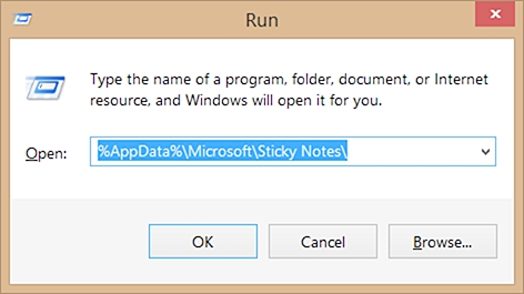 open sticky notes folder