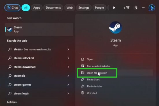 open file location