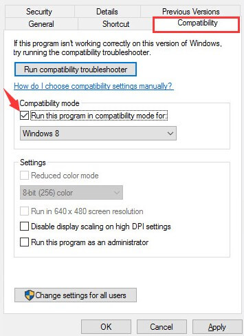 run the game in compatibility mode