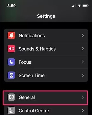 uninstall iOS 18 select general