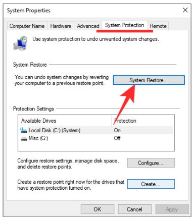 system restore
