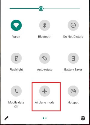 turn on airplane mode