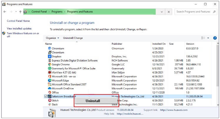 uninstall a program