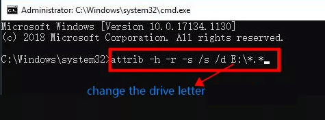 show sd hidden files via command prompt