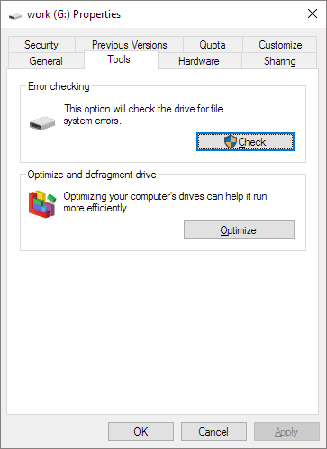 check external hard drive