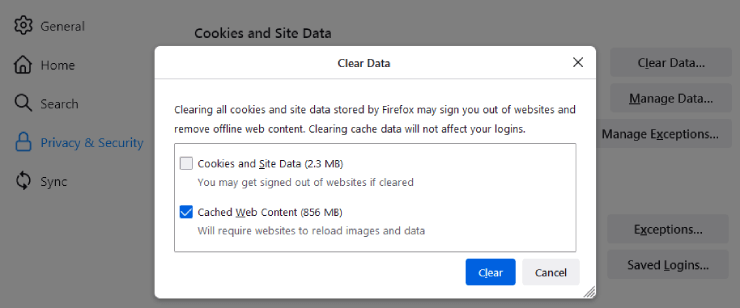 clear the cookies and cache to fix error code 102630