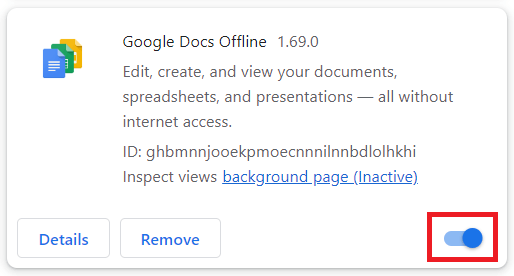 disable extension