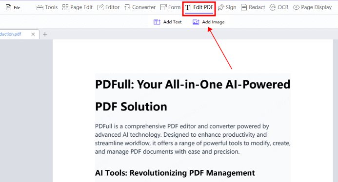 click edit pdf button