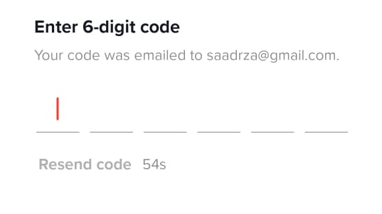 enter verification code tiktok