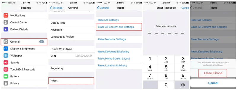Fix iPhone Error 4013 via Factory Resetting