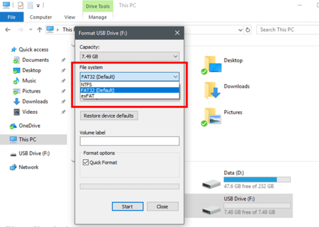 format usb