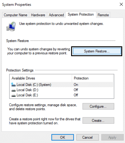 perform system restore