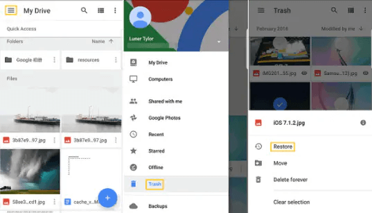 restore photos from google
