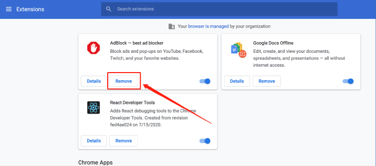 remove browser add ons and extensions