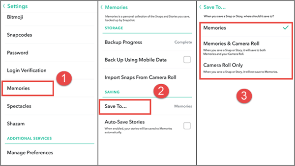 backup Snapchat photos